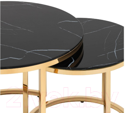 Комплект журнальных столиков Stool Group Селена / EET-131-2S-TG Black (стекло черный мрамор/золото)