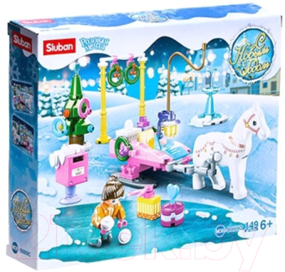 Конструктор Sluban Розовая Мечта. Сани с лошадкой / 6958194 - фото