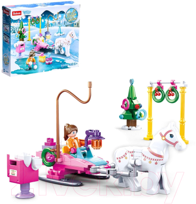 Конструктор Sluban Розовая Мечта. Сани с лошадкой / 6958194