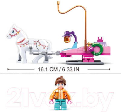 Конструктор Sluban Розовая Мечта. Сани с лошадкой / 6958194