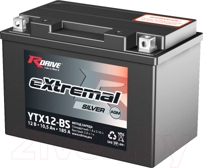 Мотоаккумулятор RDrive eXtremal Silver YTX12-BS - фото
