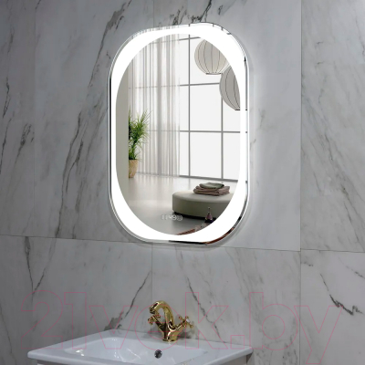 Зеркало Пекам Anna 60x80 / anna-60x80scl (с подсветкой, с сенсором на прикосновение, часами)