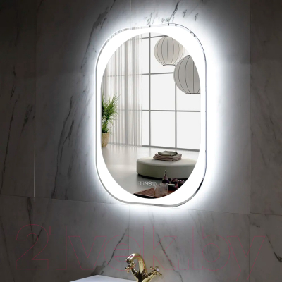 Зеркало Пекам Anna 60x80 / anna-60x80scl (с подсветкой, с сенсором на прикосновение, часами)