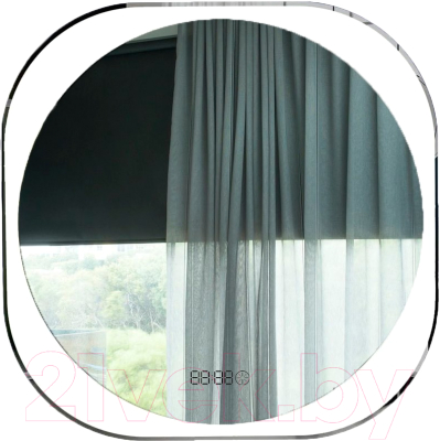 Зеркало Пекам Anna 80x80 / anna-80x80scl (с подсветкой, с сенсором на прикосновение, часами) - фото