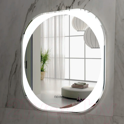 Зеркало Пекам Anna 80x80 / anna-80x80scl (с подсветкой, с сенсором на прикосновение, часами)