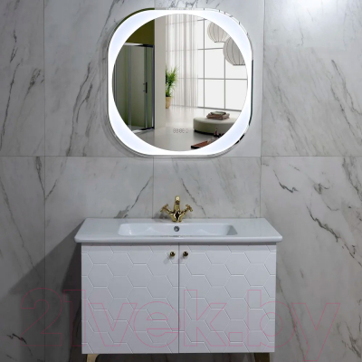 Зеркало Пекам Anna 80x80 / anna-80x80scl (с подсветкой, с сенсором на прикосновение, часами)