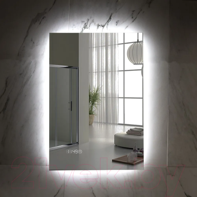 Зеркало Пекам Greta Fly 80x140 / GretaFly-80x140scl (с подсветкой, с сенсором на прикосновение, часами)