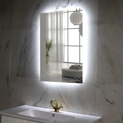 Зеркало Пекам Greta Fly 80x140 / GretaFly-80x140scl (с подсветкой, с сенсором на прикосновение, часами)