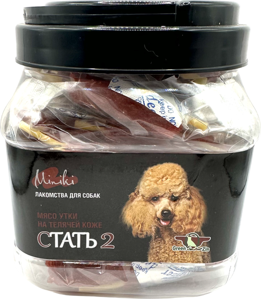 Лакомство для собак Green QZin Миники Стать 2 мясо утки на телячей коже для мини пород - фото