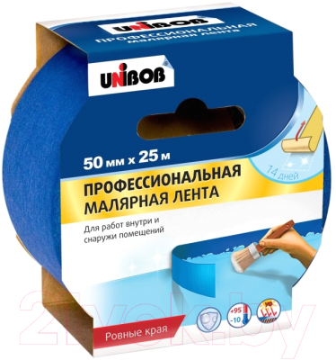 Лента малярная Unibob Для наружных работ 50ммx25м / 89343