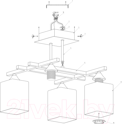 Люстра Элетех Базиль 141 НПБ 01-4х60-124 Е27 / 1005404981
