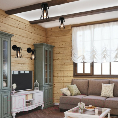 Потолочный светильник Элетех Викинг 111 НПБ 01-60-109 Е27 / 1005405101 (черный муар)