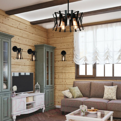 Люстра Элетех Викинг 141 НПБ 01-4х60-128 Е27 / 1005405098 (черный муар)