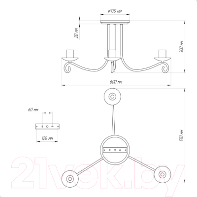 Люстра Элетех Вилла 131 НПБ 01-3х60-199 Е27 / 1005404575