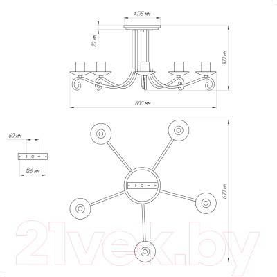 Люстра Элетех Вилла 151 НПБ 01-5х60-139 Е27 / 1005404576