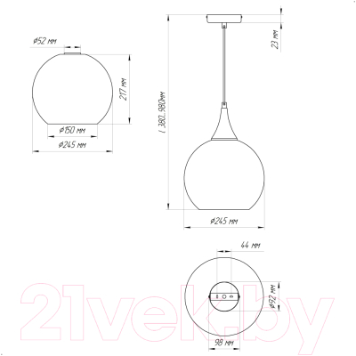 Потолочный светильник Элетех Винтаж 245 НСБ 72-60 М56 / 1005404263 (розовое вино/шнур черный)