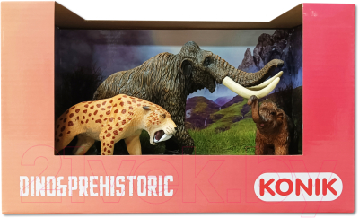 Набор фигурок коллекционных Konik Набор доисторических животных Мамонт, мамонтенок / AMD4046 - фото