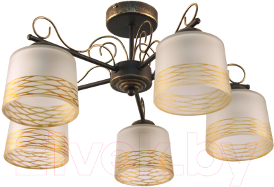 Люстра Элетех Дус 151 НПБ 01-5х60-151 Е27 / 1005404056 (коричневый/золото) - фото