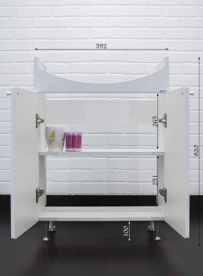 Тумба под умывальник Айсберг Амур 60 Промо без ящика