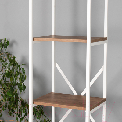 Стеллаж Millwood Лофт CH-2 40x35x182 (дуб табачный Craft/металл белый)