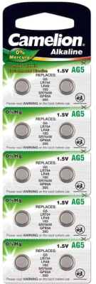 Батарейка Camelion AG5-BP10 Mercury Free / 12813 - фото