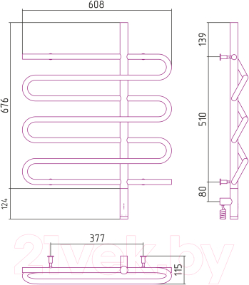 Полотенцесушитель электрический Сунержа Эпатаж 3.0 80x60 / 00-5851-8060