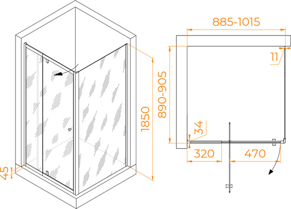 Душевой уголок RGW PA-32B / 41083299-014