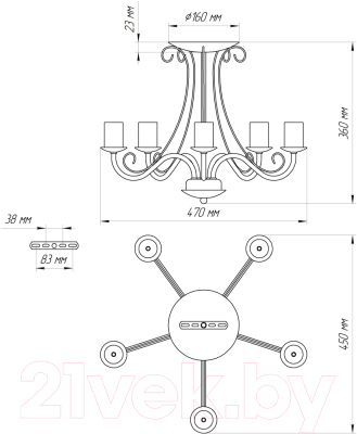 Люстра Элетех Классик 151 НПБ 01-5х60-141 / 1005404788