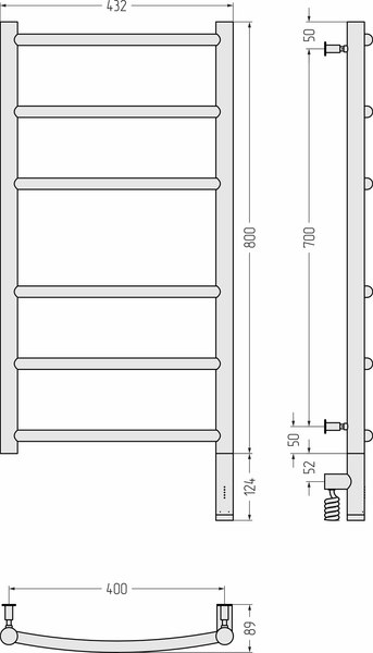 Полотенцесушитель электрический Сунержа Галант 3.0 80x40 / 00-5801-8040