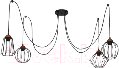 Люстра Элетех Конти 242 НСБ 01-4х60-110 Е27 / 1005405028 (черный муар/медь) - фото