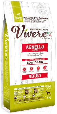 Сухой корм для собак Vivere Medium Adult Lamb - фото