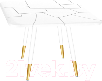 Обеденный стол Sheffilton SHT-TU14/TT30 83/83 (белый муар/золото/белый) - фото