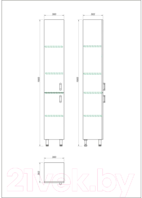 Шкаф-пенал для ванной Какса-А Лайт 30 (левый)