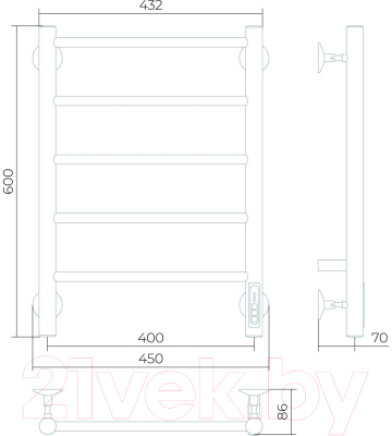 Полотенцесушитель электрический LARUSSO Джаз П5 400x600 / 4670078536341