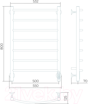 Полотенцесушитель электрический LARUSSO Классик П7 500x800 / 4670078536402