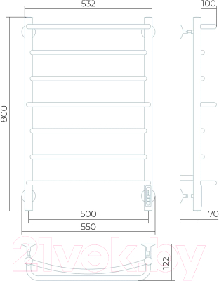 Полотенцесушитель электрический LARUSSO Евромикс КС П7 500x800 9003 / 4670078536471