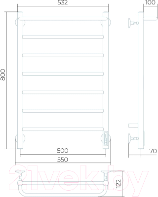 Полотенцесушитель электрический LARUSSO Прайм КС П7 500x800 9003 / 4670078536563