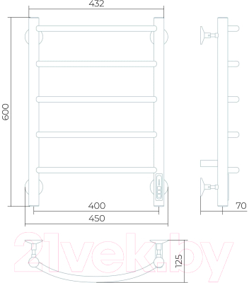 Полотенцесушитель электрический LARUSSO Классик КС П5 400x600 9003 / 4670078536495