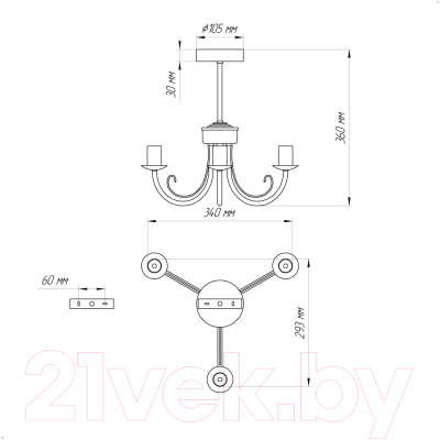 Люстра Элетех Рустика 133 НСБ 01-3х60-144 Е14 / 1005404244