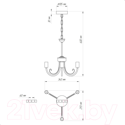 Люстра Элетех Рустика 231 НСБ 01-3х60-134 Е14 / 1005404139