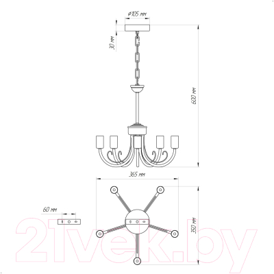 Люстра Элетех Рустика 251 НСБ 01-5х60-121 Е14 / 1005404143 (золото)