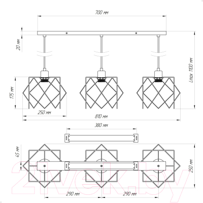 Люстра Элетех Сигма 231 НСБ 01-3х60-161 Е27 / 1005404791 (черный муар)
