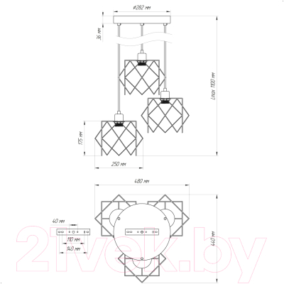 Люстра Элетех Сигма 232 НСБ 01-3х60-163 Е27 / 1005404792 (черный муар)