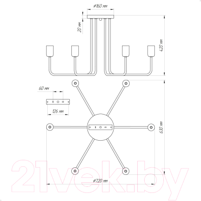 Люстра Элетех Сити 161 НПБ 01-6х60-113 Е27 / 1005404569 (черный медь)
