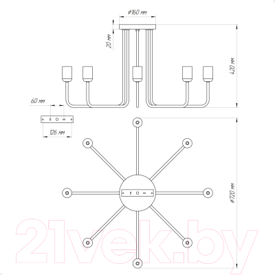 Люстра Элетех Сити 181 НПБ 01-8х60-107 Е27 / 1005404570