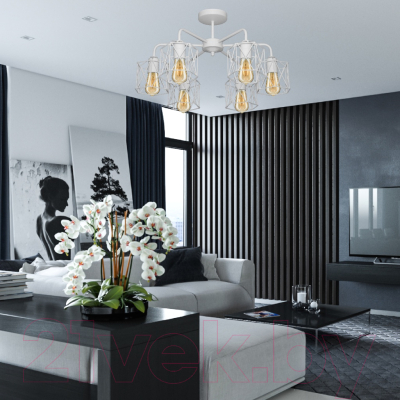 Люстра Элетех Стелла 161 НПБ 01-6х60-142 Е27 / 1005404670 (белый муар)