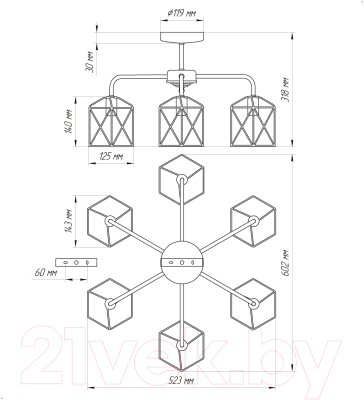 Люстра Элетех Стелла 161 НПБ 01-6х60-142 Е27 / 1005404670 (белый муар)