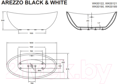 Ванна акриловая Wellis Arezzo white 180х87 / WK00122