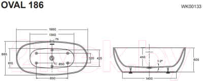 Ванна акриловая Wellis Oval 186х88.5 / WK00133