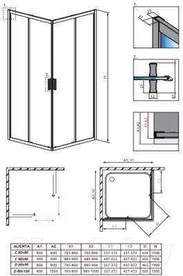 Душевой уголок Radaway Alienta D 80x100 / 10258010-01-01